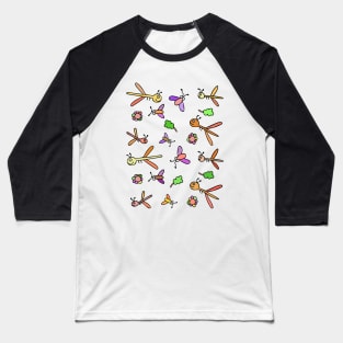 Cute and Colorful Dragonfly Pattern Baseball T-Shirt